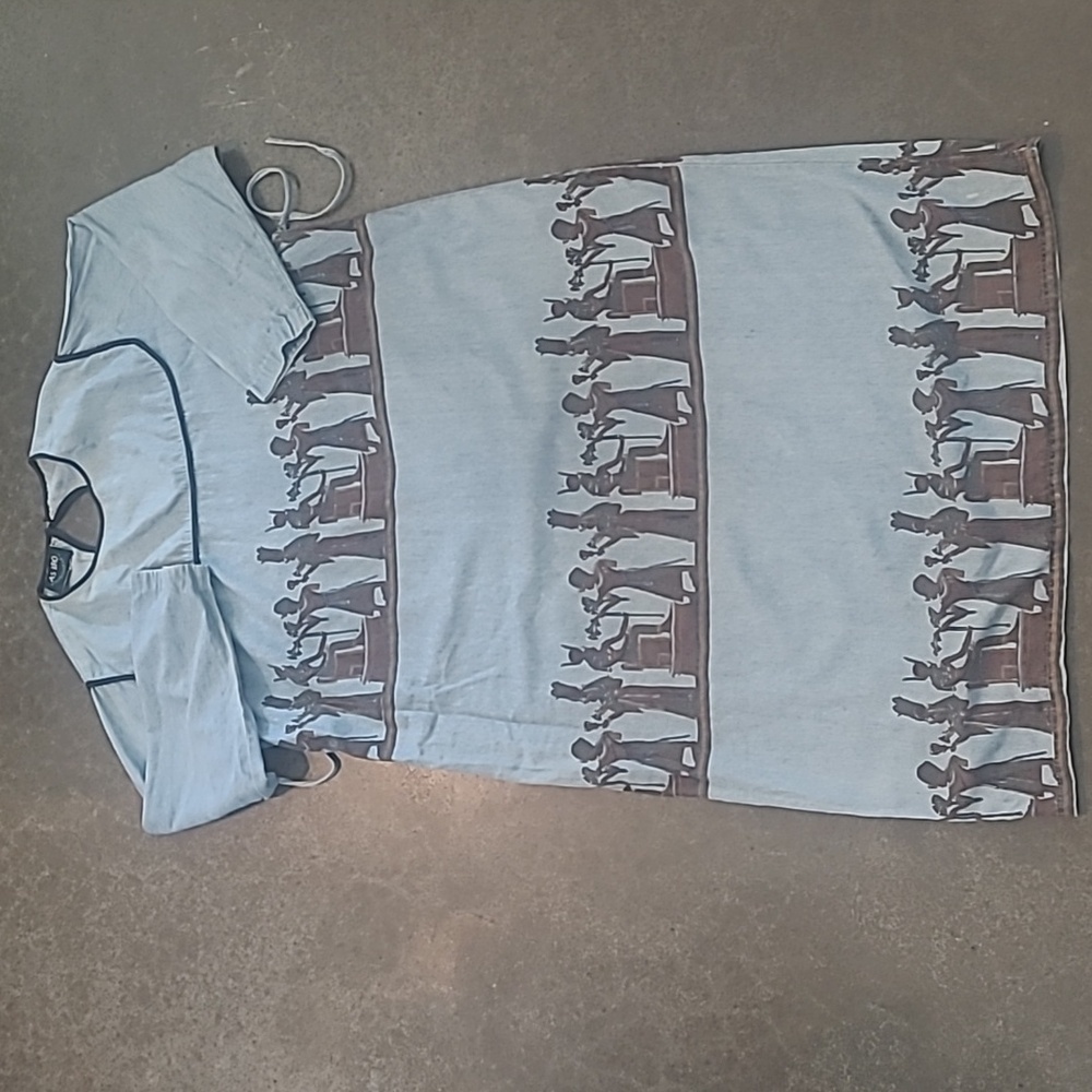 RARE VINTAGE EGYPTIAN PRINT DENIM DRESS